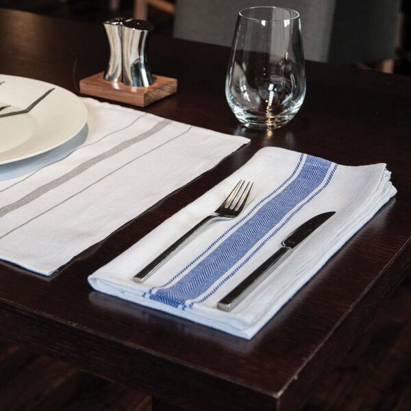 Blue Herringbone Napkin - 5 Packs of 50 - Commercial Cleaning Machines Ltd