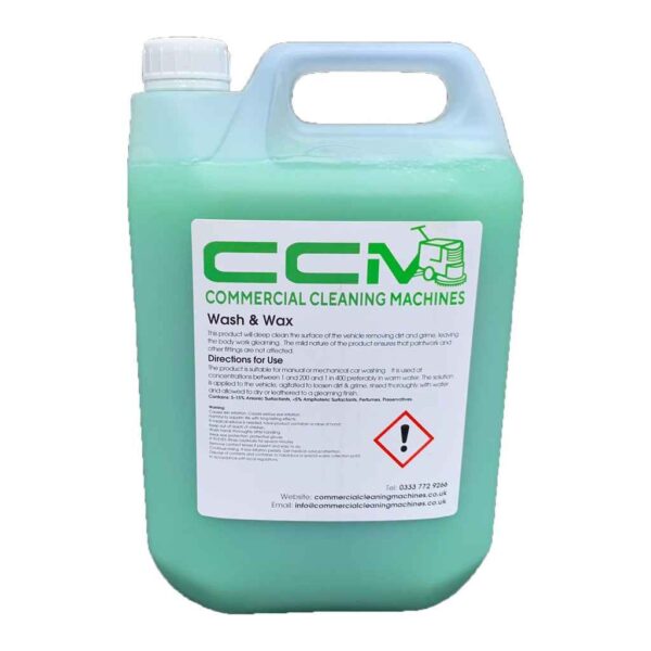 CCM Wash and Wax - 5 Litres - Premium Quality Shampoo and Carnuba Wax - Commercial Cleaning Machines Ltd